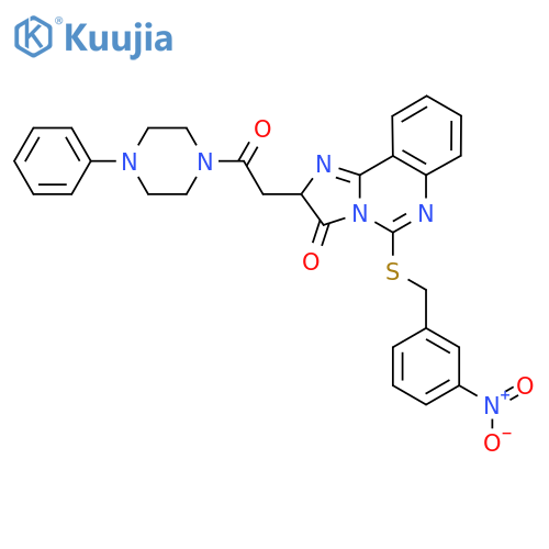5-{(3-nitrophenyl)methylsulfanyl}-2-2-oxo-2-(4-phenylpiperazin-1-yl)ethyl-2H,3H-imidazo1,2-cquinazolin-3-one structure