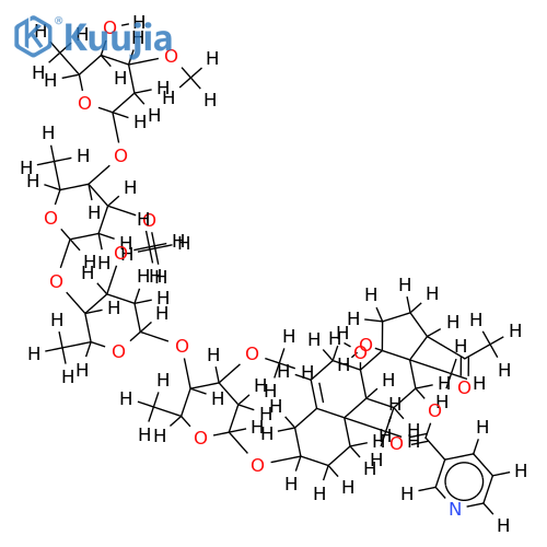 12-O-nicotinoyllineolon 3-O-beta-D-cymaropyranosyl-(1-4)-beta-D-oleandropyranosyl-(1-4)-beta-D-cymaropyranosyl-(1-4)-beta-D-cymaropyranoside structure