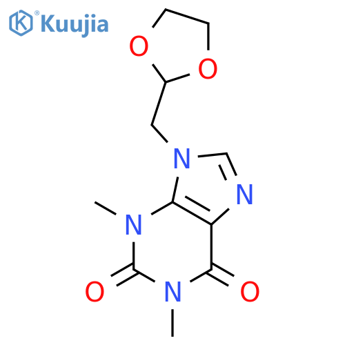 9-\u200b(1,\u200b3-\u200bDioxolan-\u200b2-\u200bylmethyl)\u200b-\u200b3,\u200b9-\u200bdihydro-\u200b1,\u200b3-\u200bdimethyl-1H-\u200bpurine-\u200b2,\u200b6-\u200bdione structure