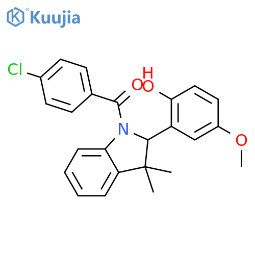 (4-Chlorophenyl)(2-(2-hydroxy-5-methoxyphenyl)-3,3-dimethylindolin-1-yl)methanone structure