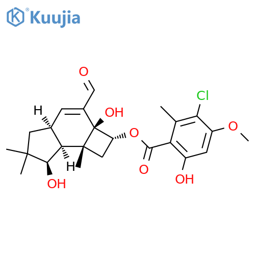 Benzoic acid,3-chloro-6-hydroxy-4-methoxy-2-methyl-,(2R,2aS,4aS,7R,7aS,7bR)-3-formyl-2,2a,4a,5,6,7,7a,7b-octahydro-2a,7-dihydroxy-6,6,7b-trimethyl-1H-cyclobut[e]inden-2-ylester structure