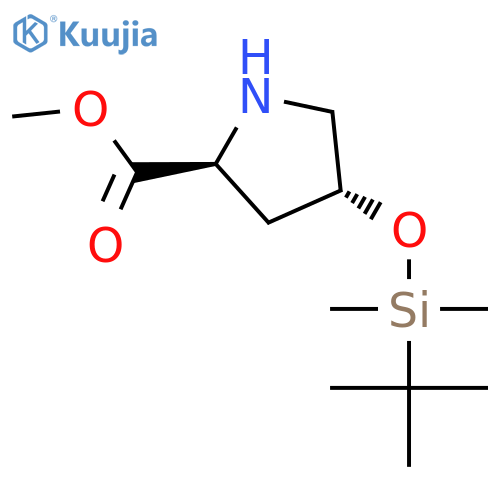 L-Proline, 4-[[(1,1-dimethylethyl)dimethylsilyl]oxy]-, methyl ester, trans- structure