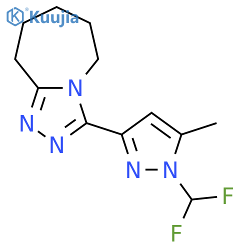 3-1-(Difluoromethyl)-5-methyl-1H-pyrazol-3-yl-6,7,8,9-tetrahydro-5H-1,2,4triazolo4,3-aazepine structure