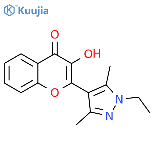 2-(1-ethyl-3,5-dimethylpyrazol-4-yl)-3-hydroxychromen-4-one structure