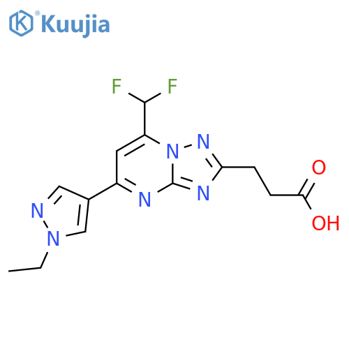 3-7-(difluoromethyl)-5-(1-ethyl-1H-pyrazol-4-yl)-1,2,4triazolo1,5-apyrimidin-2-ylpropanoic acid structure