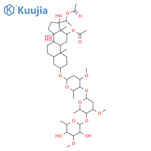4-O-acetyl-beta-D-oleandropyranosyl-(1->4)-O-beta-D-cymaropyranosyl-(1->4)-O-beta-D-canaropyranosyl-(1->4)-O-beta-D-digitoxopyranosyl-(1->4)-O-oleandro-1,5-lactone structure