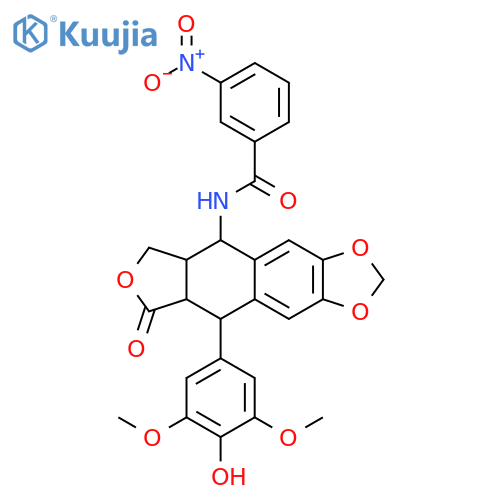 N-[(5S,5aS,8aR,9R)-9-(4-hydroxy-3,5-dimethoxyphenyl)-8-oxo-5,5a,6,8,8a,9-hexahydrofuro[3',4':6,7]naphtho[2,3-d][1,3]dioxol-5-yl]-3-nitrobenzamide structure