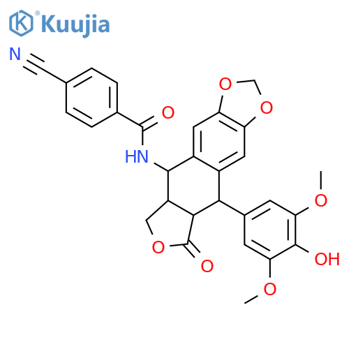 Benzamide,4-cyano-N-[(5S,5aS,8aR,9R)-5,5a,6,8,8a,9-hexahydro-9-(4-hydroxy-3,5-dimethoxyphenyl)-8-oxofuro[3',4':6,7]naphtho[2,3-d]-1,3-dioxol-5-yl]- structure