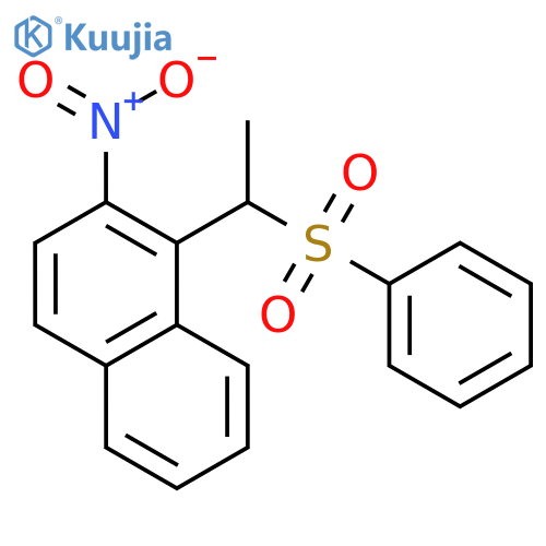 Naphthalene, 2-nitro-1-[1-(phenylsulfonyl)ethyl]- structure