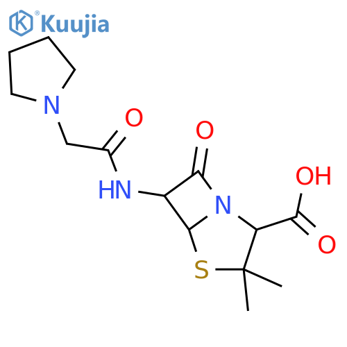 4-Thia-1-azabicyclo[3.2.0]heptane-2-carboxylicacid, 3,3-dimethyl-7-oxo-6-[(2-pyrrolidinylacetyl)amino]-, [2S-(2a,5a,6b)]- (9CI) structure