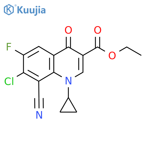 Ethyl 7-chloro-8-cyano-1-cyclopropyl-6-fluoro-4-oxo-1,4-dihydroquinoline-3-carboxylate structure