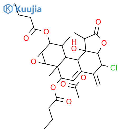 Butanoic acid,(1aR,1bS,2S,3Z,6S,6aR,9R,9aR,10S,10aS,11R,12S,12aR)-10-(acetyloxy)-6-chloro-1a,1b,2,5,6,6a,8,9,9a,10,10a,11,12,12a-tetradecahydro-9a-hydroxy-1b,9,11-trimethyl-5-methylene-8-oxooxireno[3',4']benzo[1',2':4,5]cyclodeca[1,2-b]furan-2,12-diylester (9CI) structure