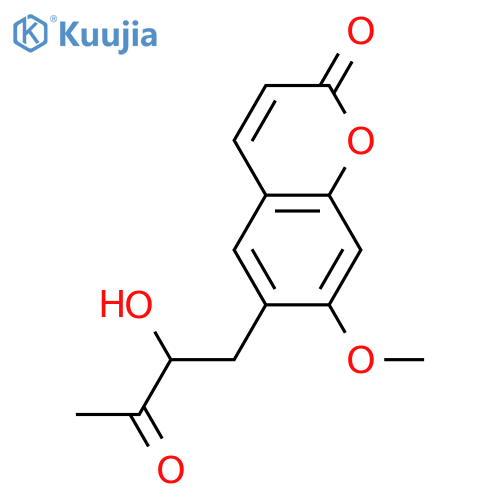 2H-1-Benzopyran-2-one, 6-(2-hydroxy-3-oxobutyl)-7-methoxy-, (+)- structure