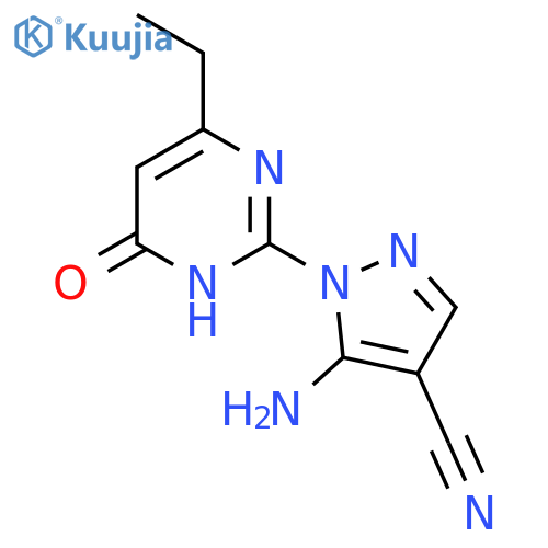 5-amino-1-(4-ethyl-6-oxo-1,6-dihydropyrimidin-2-yl)-1{H}-pyrazole-4-carbonitrile structure