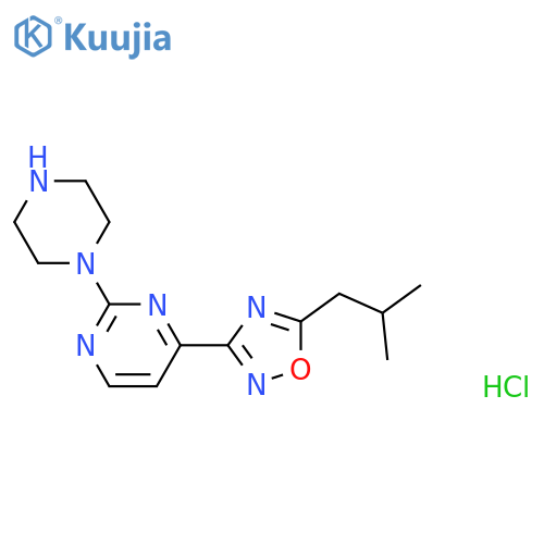 4-[5-(2-methylpropyl)-1,2,4-oxadiazol-3-yl]-2-(piperazin-1-yl)pyrimidine dihydrochloride structure