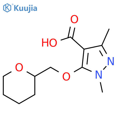 1,3-dimethyl-5-(oxan-2-ylmethoxy)-1H-pyrazole-4-carboxylic acid structure