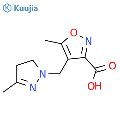 5-methyl-4-[(3-methyl-4,5-dihydro-1H-pyrazol-1-yl)methyl]isoxazole-3-carboxylic acid structure