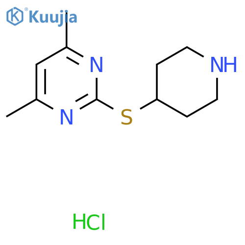 4,6-dimethyl-2-(piperidin-4-ylsulfanyl)pyrimidine hydrochloride structure