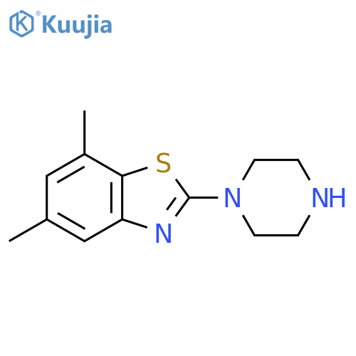 5,7-dimethyl-2-(piperazin-1-yl)-1,3-benzothiazole structure