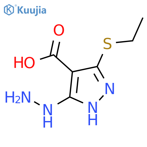 1H-Pyrazole-4-carboxylicacid, 3-(ethylthio)-5-hydrazinyl- structure