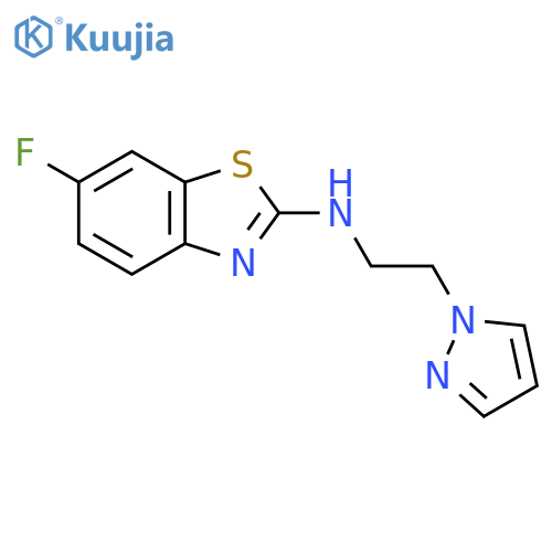 6-fluoro-N-[2-(1H-pyrazol-1-yl)ethyl]-1,3-benzothiazol-2-amine structure