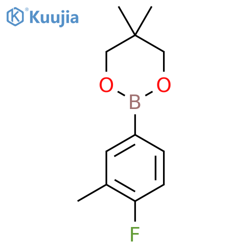 2-(4-fluoro-3-methylphenyl)-5,5-dimethyl-1,3,2-dioxaborinane structure