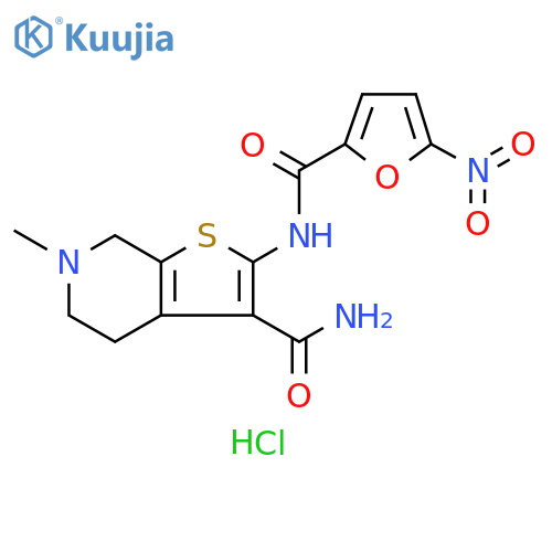 6-methyl-2-(5-nitrofuran-2-amido)-4H,5H,6H,7H-thieno2,3-cpyridine-3-carboxamide hydrochloride structure