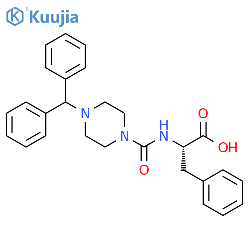 (2S)-2-[(4-benzhydrylpiperazine-1-carbonyl)amino]-3-phenyl-propanoic acid structure