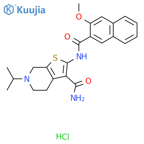 2-(3-methoxynaphthalene-2-amido)-6-(propan-2-yl)-4H,5H,6H,7H-thieno2,3-cpyridine-3-carboxamide hydrochloride structure