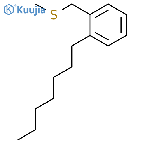Benzene, 1-heptyl-2-[(methylthio)methyl]- structure