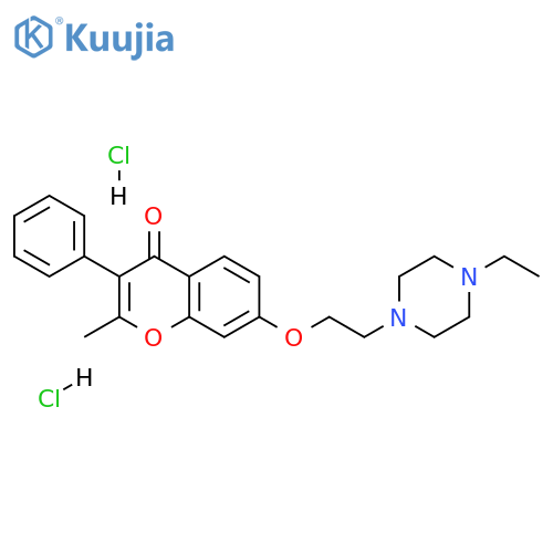 7-[2-(4-ethylpiperazin-1-yl)ethoxy]-2-methyl-3-phenyl-4H-chromen-4-one dihydrochloride structure
