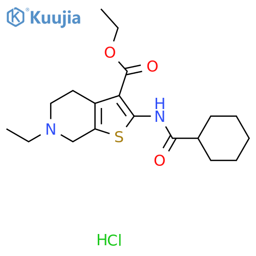 ethyl 2-cyclohexaneamido-6-ethyl-4H,5H,6H,7H-thieno2,3-cpyridine-3-carboxylate hydrochloride structure
