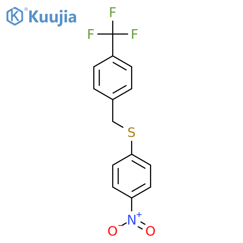 Benzene, 1-[[(4-nitrophenyl)thio]methyl]-4-(trifluoromethyl)- structure