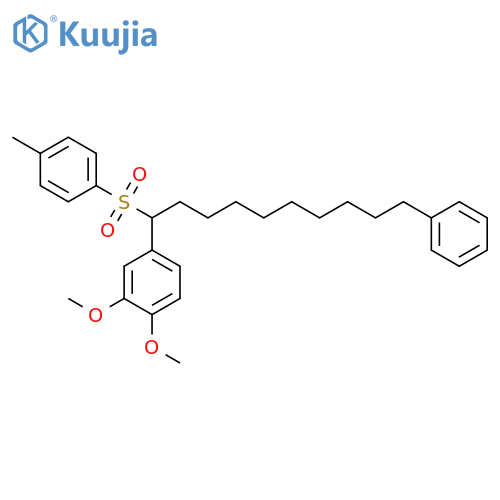 Benzene, 1,2-dimethoxy-4-[1-[(4-methylphenyl)sulfonyl]-10-phenyldecyl]- structure