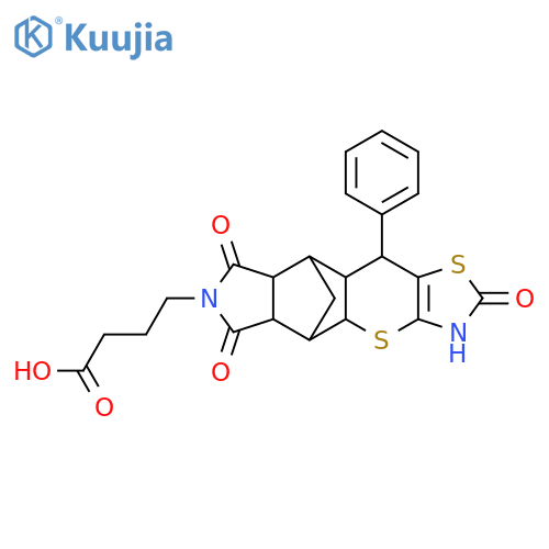 4-{6,13,15-trioxo-9-phenyl-3,7-dithia-5,14-diazapentacyclo9.5.1.0^{2,10}.0^{4,8}.0^{12,16}heptadec-4(8)-en-14-yl}butanoic acid structure