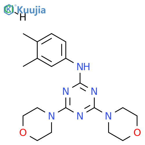 N-(3,4-dimethylphenyl)-4,6-bis(morpholin-4-yl)-1,3,5-triazin-2-amine hydrochloride structure