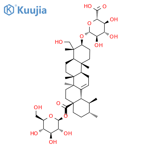 β-D-Glucopyranosiduronic acid, (3β,4α)-28-(β-D-glucopyranosyloxy)-23-hydroxy-28-oxours-12-en-3-yl structure