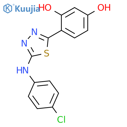 1,3-Benzenediol, 4-[5-[(4-chlorophenyl)amino]-1,3,4-thiadiazol-2-yl]- structure