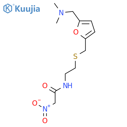 N-2-5-(Dimethylamino)methyl-2-furanylmethylthioethyl-2-nitroacetamide structure