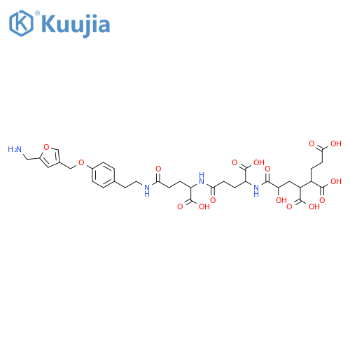 L-Glutamine, 4,5,7-tricarboxy-2-hydroxyheptanoyl-L-γ-glutamyl-N-[2-[4-[[5-(aminomethyl)-3-furanyl]methoxy]phenyl]ethyl]- (9CI) structure