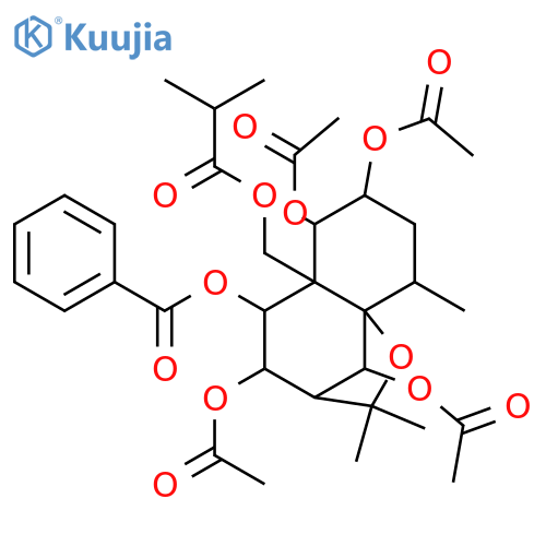 1,2,6,8,9,14-Hexahydroxydihydro-β-agarofuran; (1α,2α,6β,8α,9β)-form, 9-Benzoyl, 14-O-(2-methylpropanoyl), 1,2,6,8-tetra-Ac structure