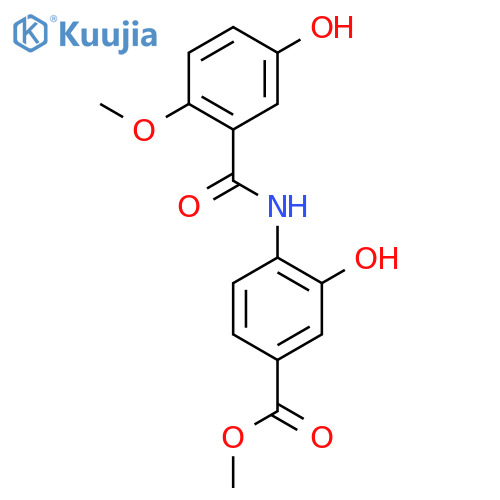 methyl 3-hydroxy-4-{[(5-hydroxy-2-methoxyphenyl)carbonyl]amino}benzoate structure