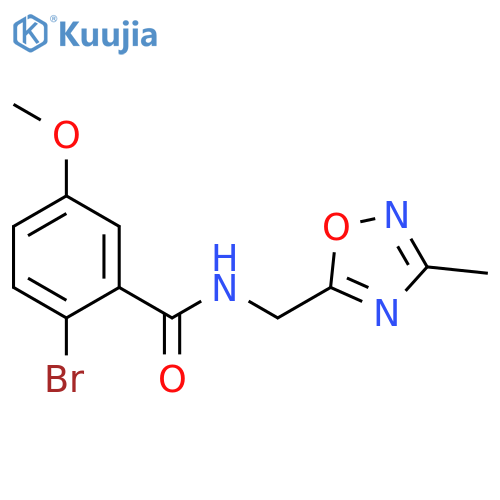 2-bromo-5-methoxy-N-(3-methyl-1,2,4-oxadiazol-5-yl)methylbenzamide structure