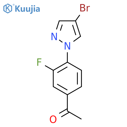 1-4-(4-bromo-1H-pyrazol-1-yl)-3-fluorophenylethan-1-one structure