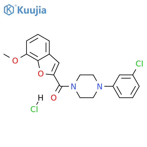 1-(3-chlorophenyl)-4-(7-methoxy-1-benzofuran-2-carbonyl)piperazine hydrochloride structure