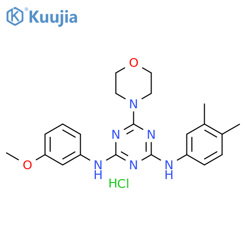 N2-(3,4-dimethylphenyl)-N4-(3-methoxyphenyl)-6-(morpholin-4-yl)-1,3,5-triazine-2,4-diamine hydrochloride structure