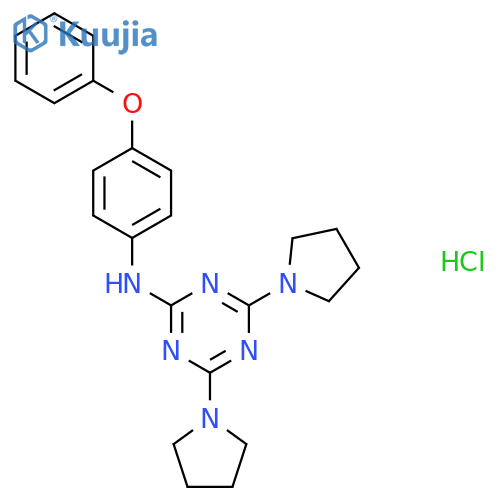 N-(4-phenoxyphenyl)-4,6-bis(pyrrolidin-1-yl)-1,3,5-triazin-2-amine hydrochloride structure