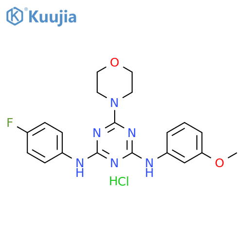 4-N-(4-fluorophenyl)-2-N-(3-methoxyphenyl)-6-morpholin-4-yl-1,3,5-triazine-2,4-diamine:hydrochloride structure