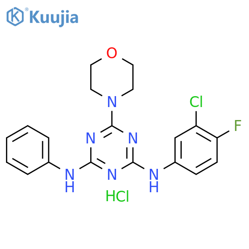 N2-(3-chloro-4-fluorophenyl)-6-(morpholin-4-yl)-N4-phenyl-1,3,5-triazine-2,4-diamine hydrochloride structure