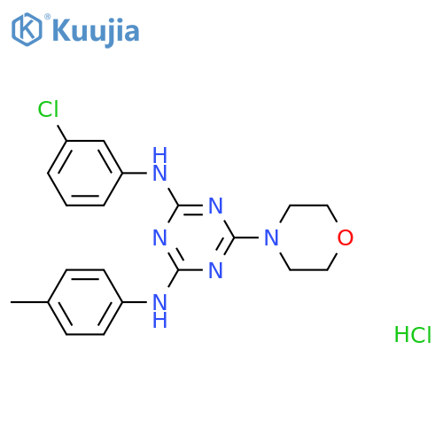 N2-(3-chlorophenyl)-N4-(4-methylphenyl)-6-(morpholin-4-yl)-1,3,5-triazine-2,4-diamine hydrochloride structure